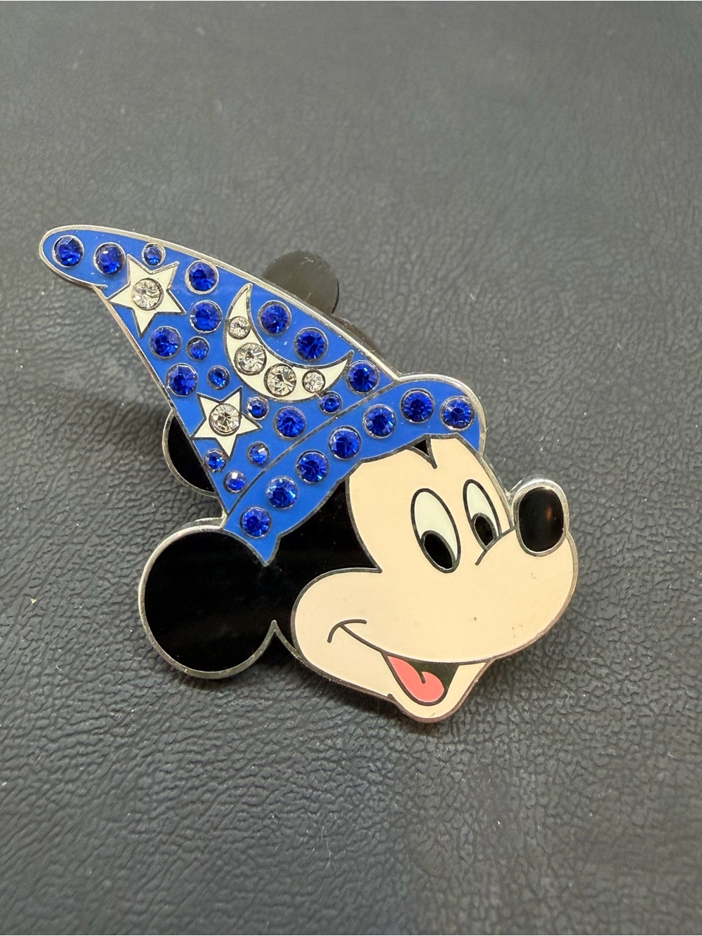 Disney Mickey Sorcerer Hat Pin — Blue and Black Enamel with Rhinestones